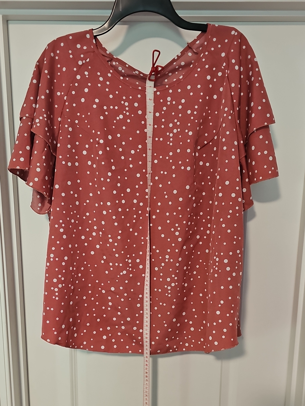 SHEIN Mauve Dot  Blouse W/ Flutter Sleeves - Crossposted